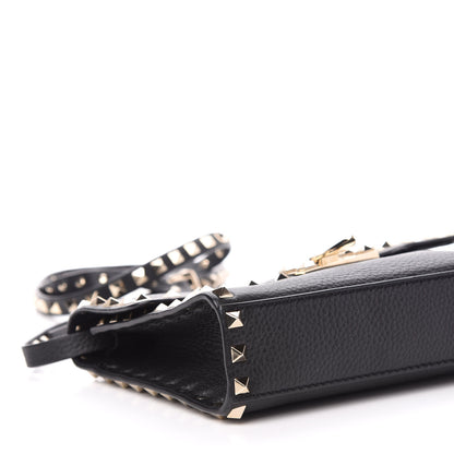 Valentino Garavani Pebbled Calfskin Medium Rockstud Flip Lock Crossbody Bag Black 7 of 9