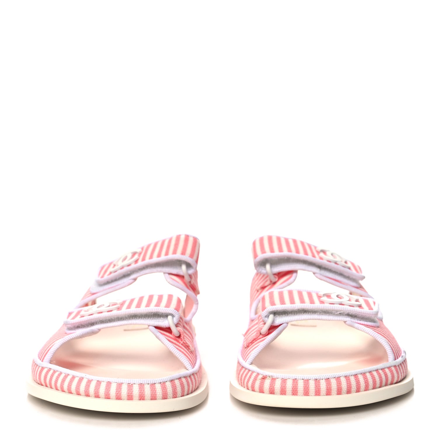 Chanel Printed Calfskin Velcro Dad Flat Mules 40 White Rose 3 of 9