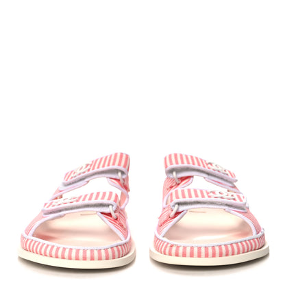 Chanel Printed Calfskin Velcro Dad Flat Mules 40 White Rose 3 of 9