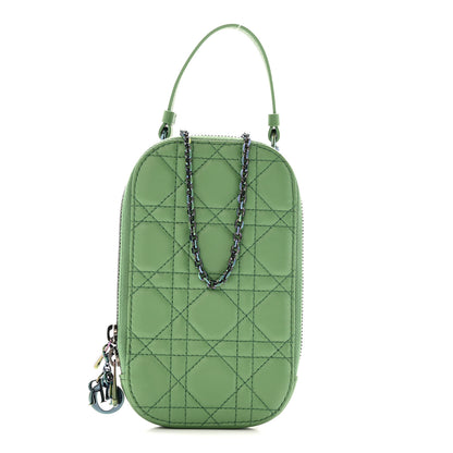Christian Dior Lambskin Cannage Lady Dior Phone Holder Jade Green 1 of 11
