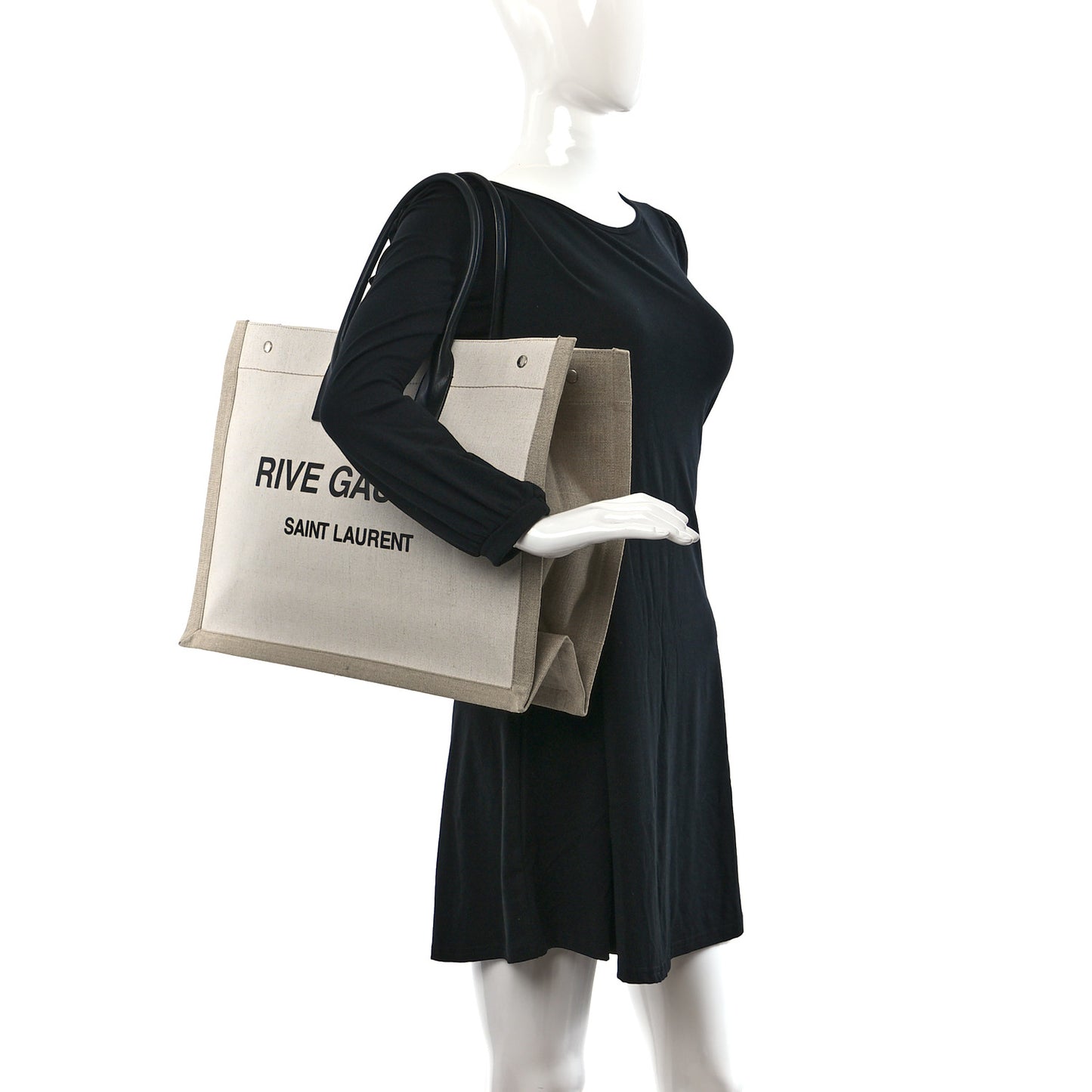 Linen Calfskin Rive Gauche Tote Optic White