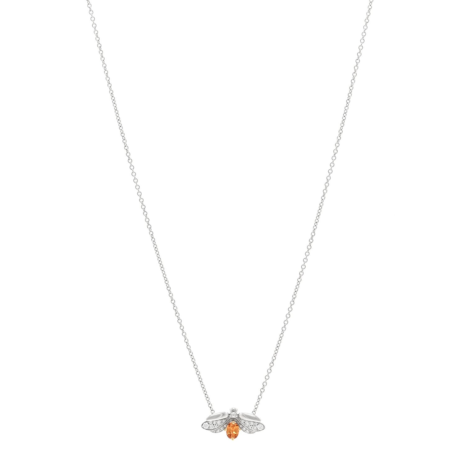 Tiffany Platinum 18K Yellow Gold Diamond Spessartine Paper Flowers Firefly Pendant Necklace 1 of 5