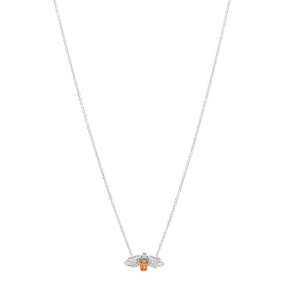 Tiffany Platinum 18K Yellow Gold Diamond Spessartine Paper Flowers Firefly Pendant Necklace 1 of 5