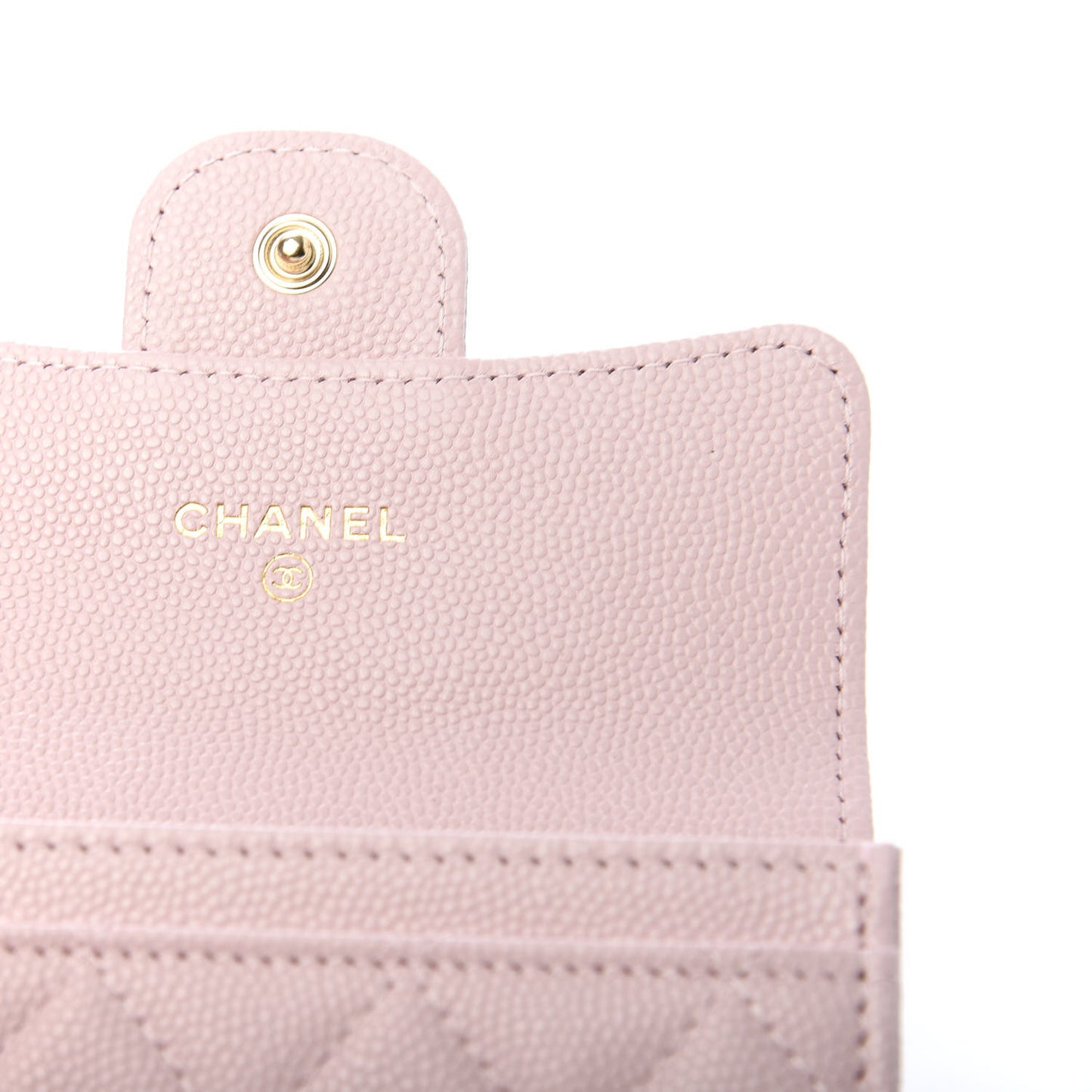 Caviar Quilted Flap Card Holder Wallet Light Pink