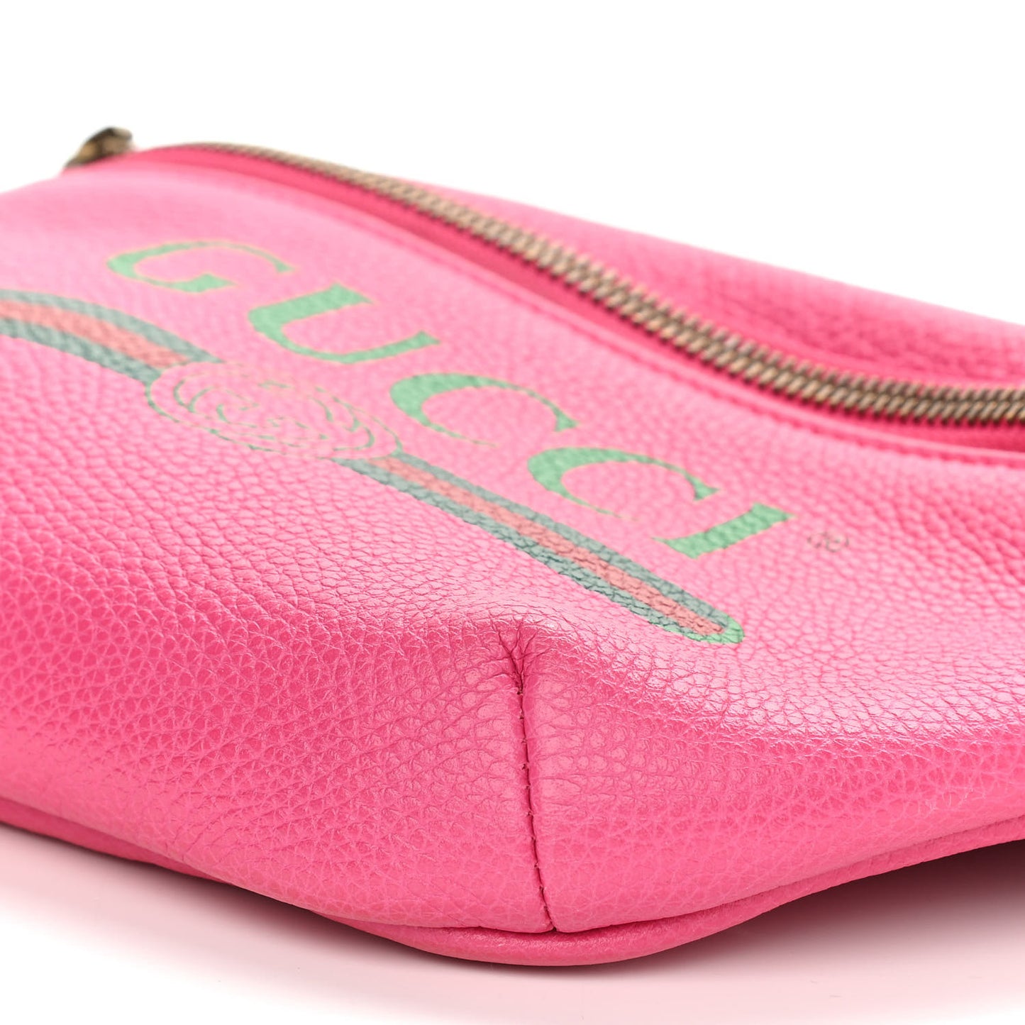 Grained Calfskin Small Logo Belt Bag Box Pink Green