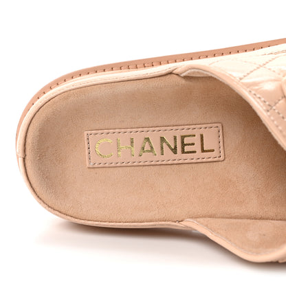 Chanel Shiny Calfskin Quilted Velcro Dad Crystal CC Slide Sandals 38 Beige 8 of 9