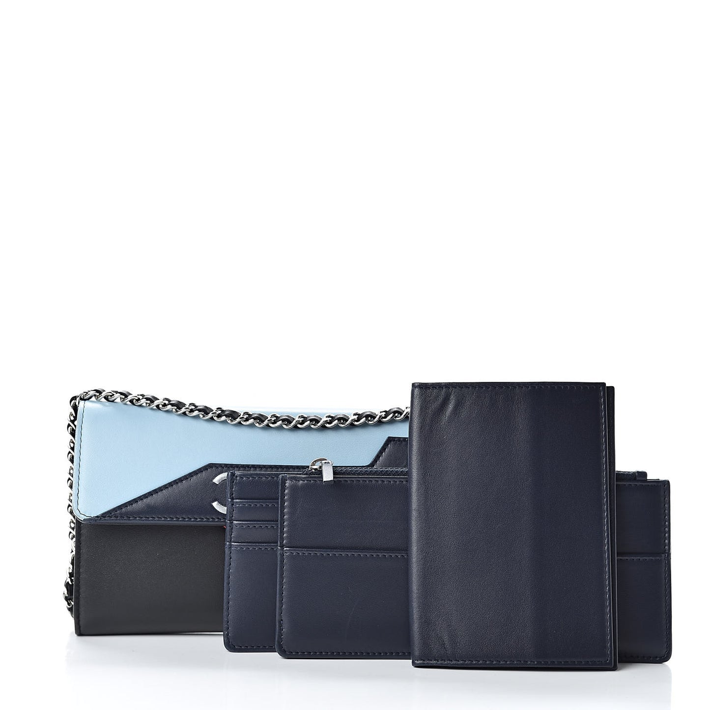 Lambskin Airlines Wallet On Chain WOC Blue Black Red