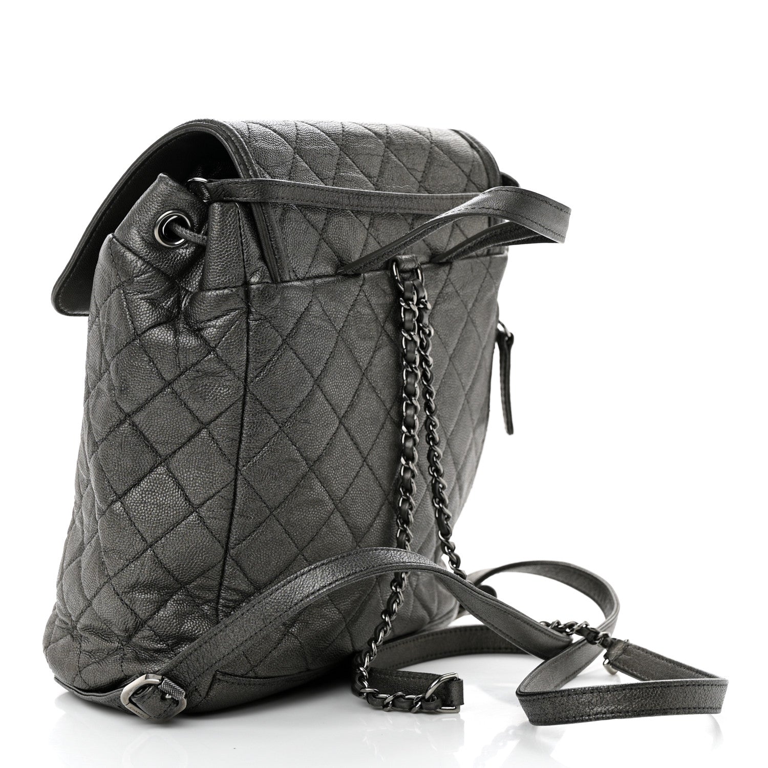 Chanel Metallic Caviar Quilted Filigree Backpack Dark Silver 3 of 11