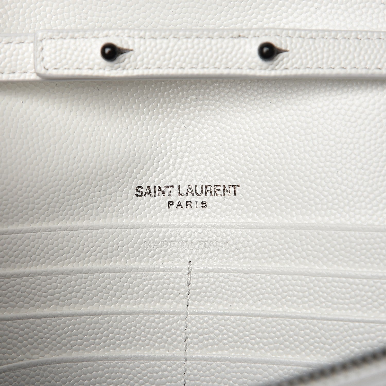 Saint Laurent Grain De Poudre Matelasse Monogram Chain Wallet White Black 6 of 6