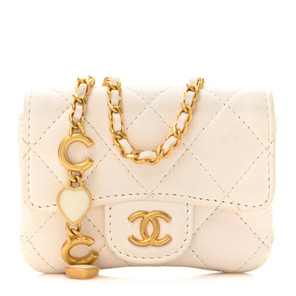 Chanel Lambskin Enamel Quilted Mini Chain Belt Bag White 1 of 14