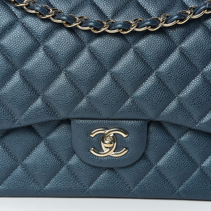 Chanel Iridescent Caviar Quilted Jumbo Double Flap Dark Blue 7 of 11
