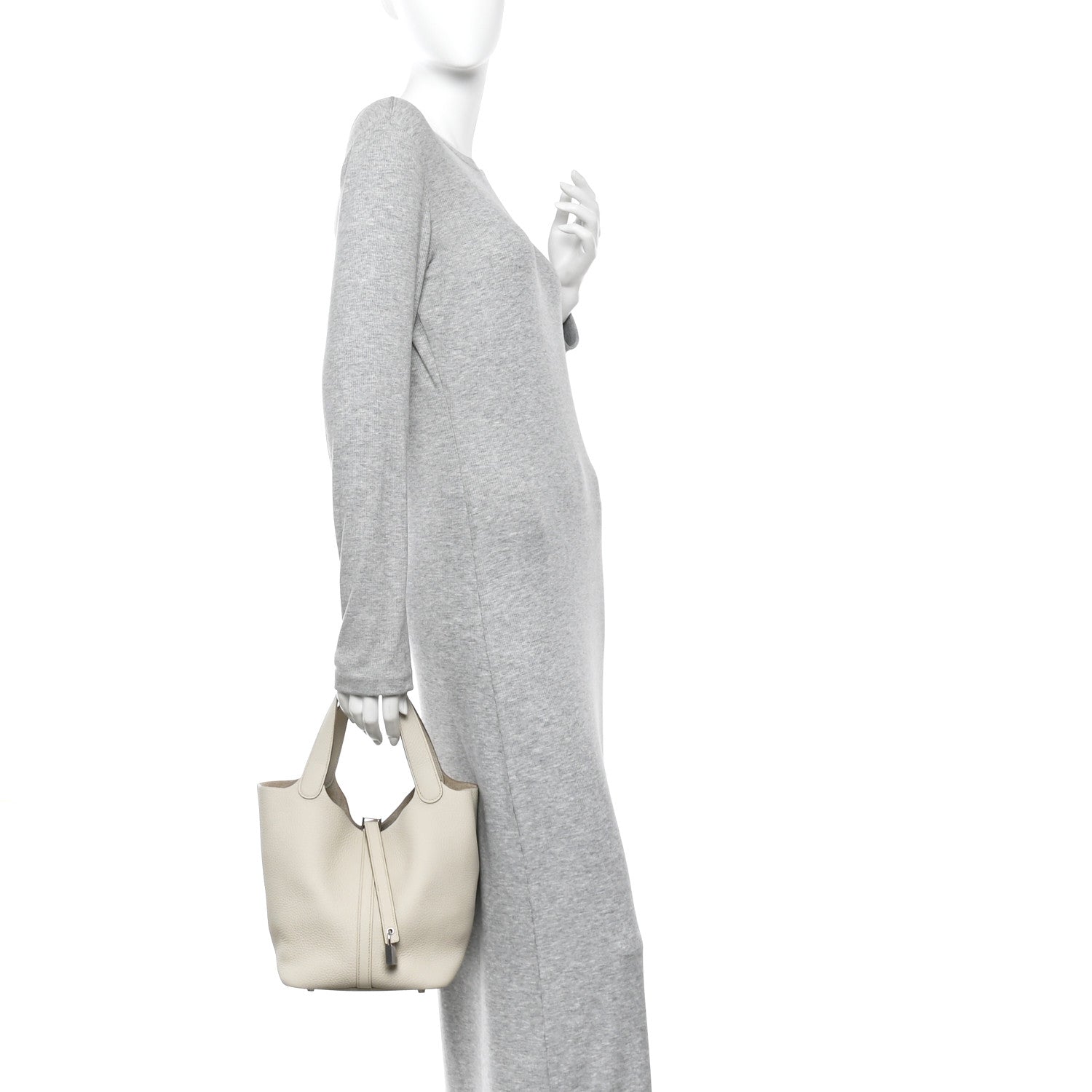 Hermes Taurillon Clemence Picotin Lock 22 MM Beton 2 of 11