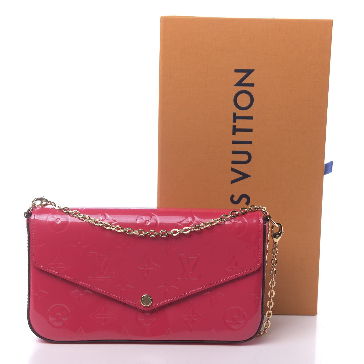 Louis Vuitton Vernis Felicie Pochette Chain Wallet Rose Indien 11 of 11