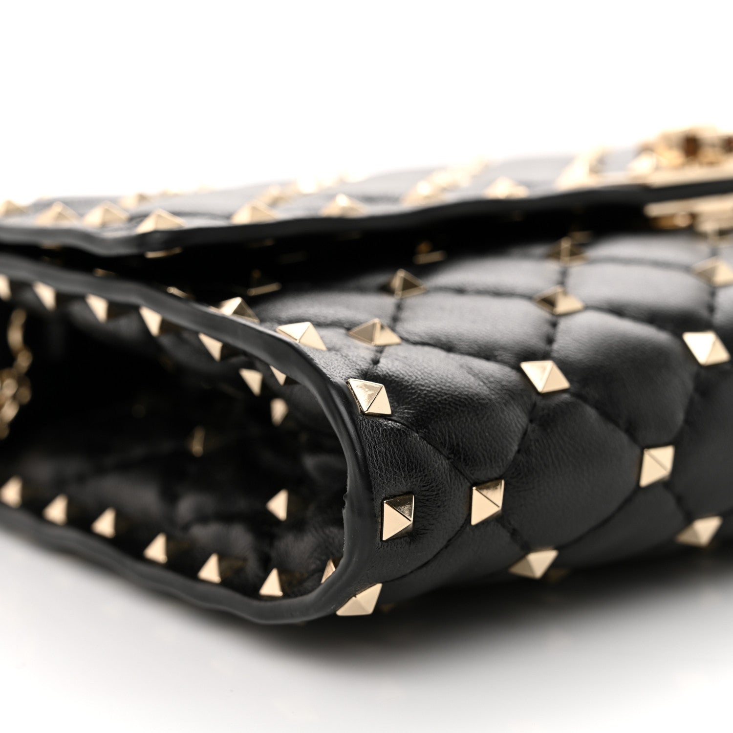 Valentino Garavani Lambskin Rockstud Spike Wallet on Chain Black 9 of 10