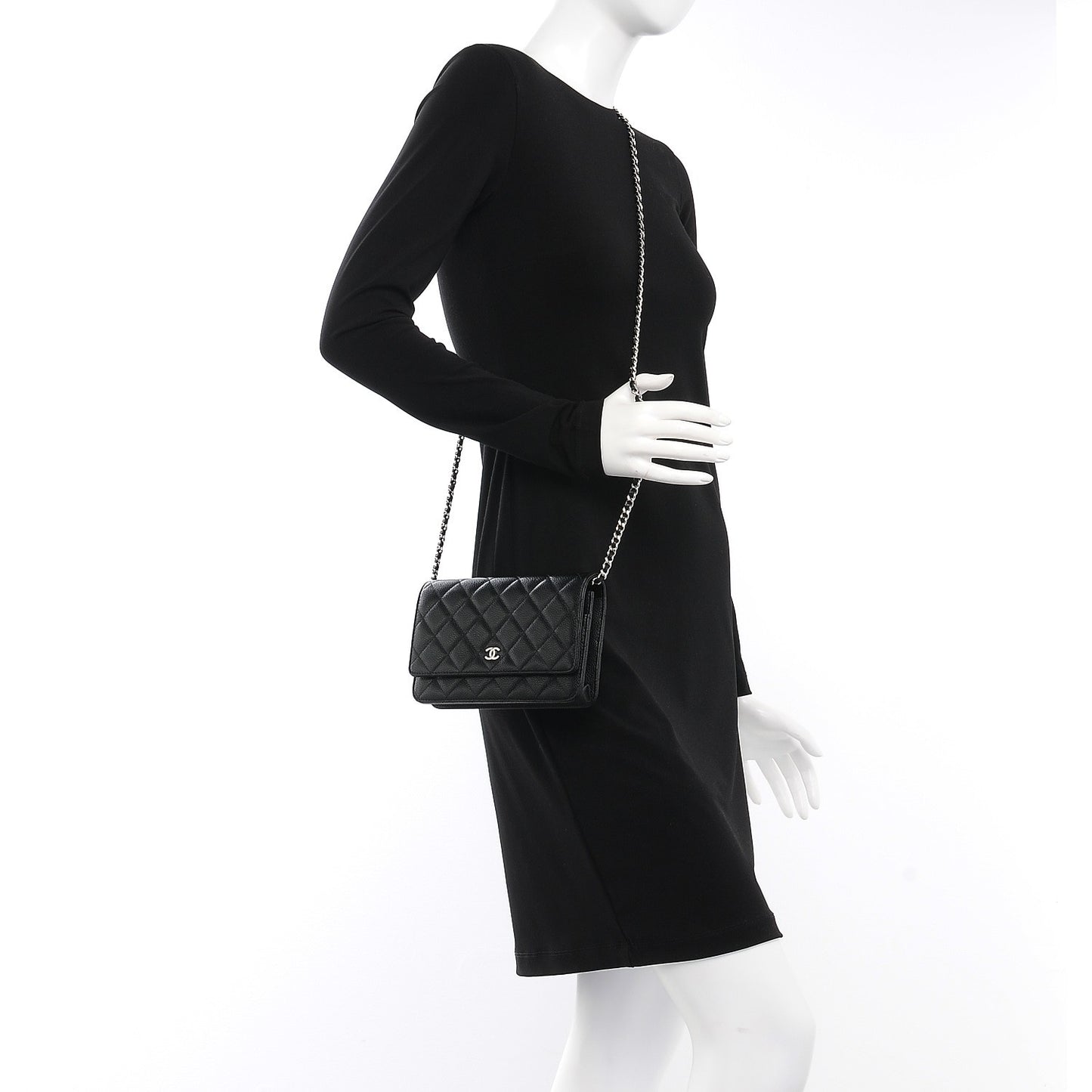 Caviar Quilted Wallet On Chain WOC Black