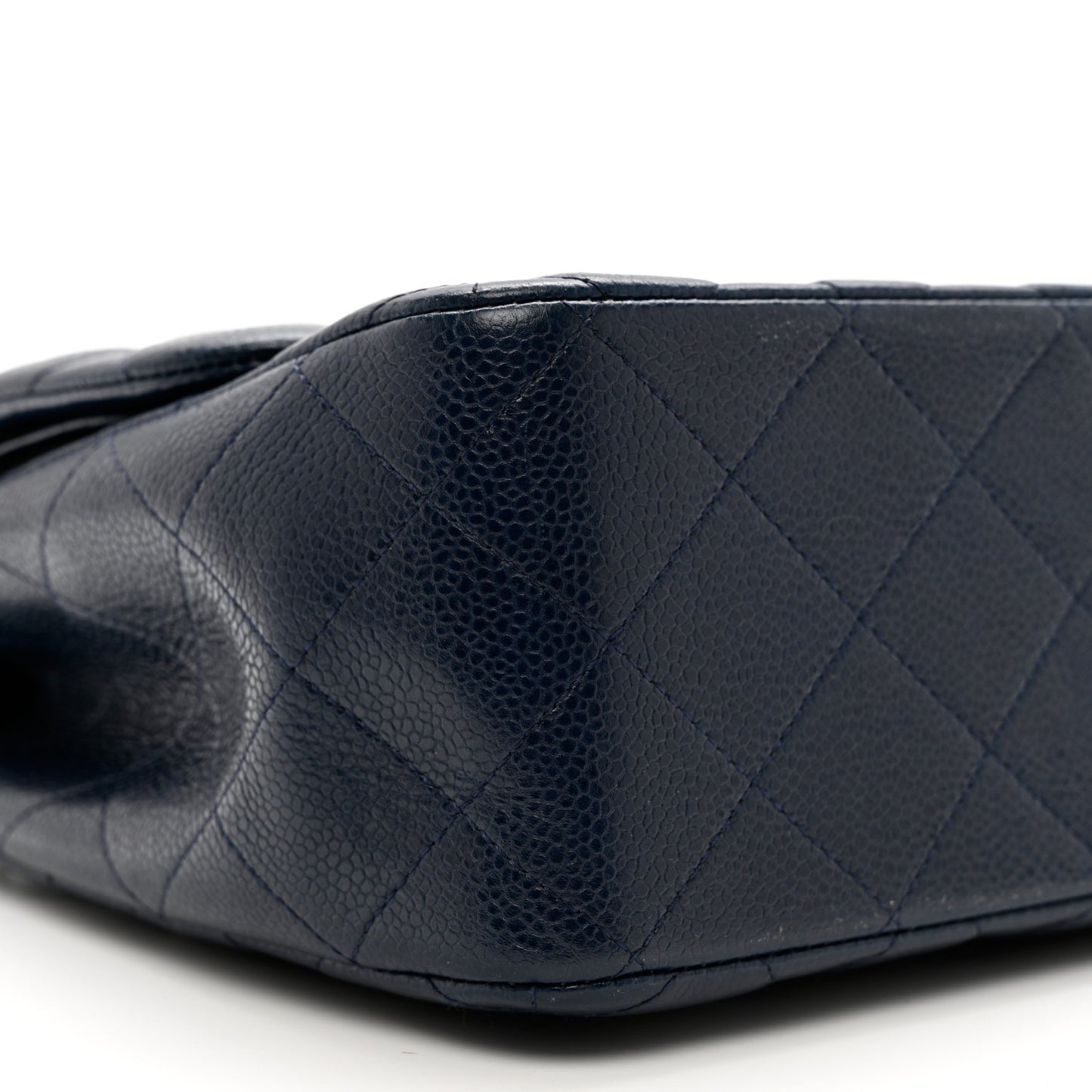 Caviar Quilted Jumbo Double Flap Navy Blue