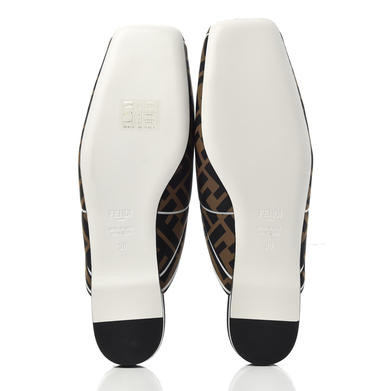 Fendi Lycra Film FF FFreedom Flat Mules 38 Tobacco Moro White 6 of 10