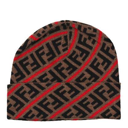 Fendi Wool Knit Zucca Beanie Tobacco Rosso 1 of 3