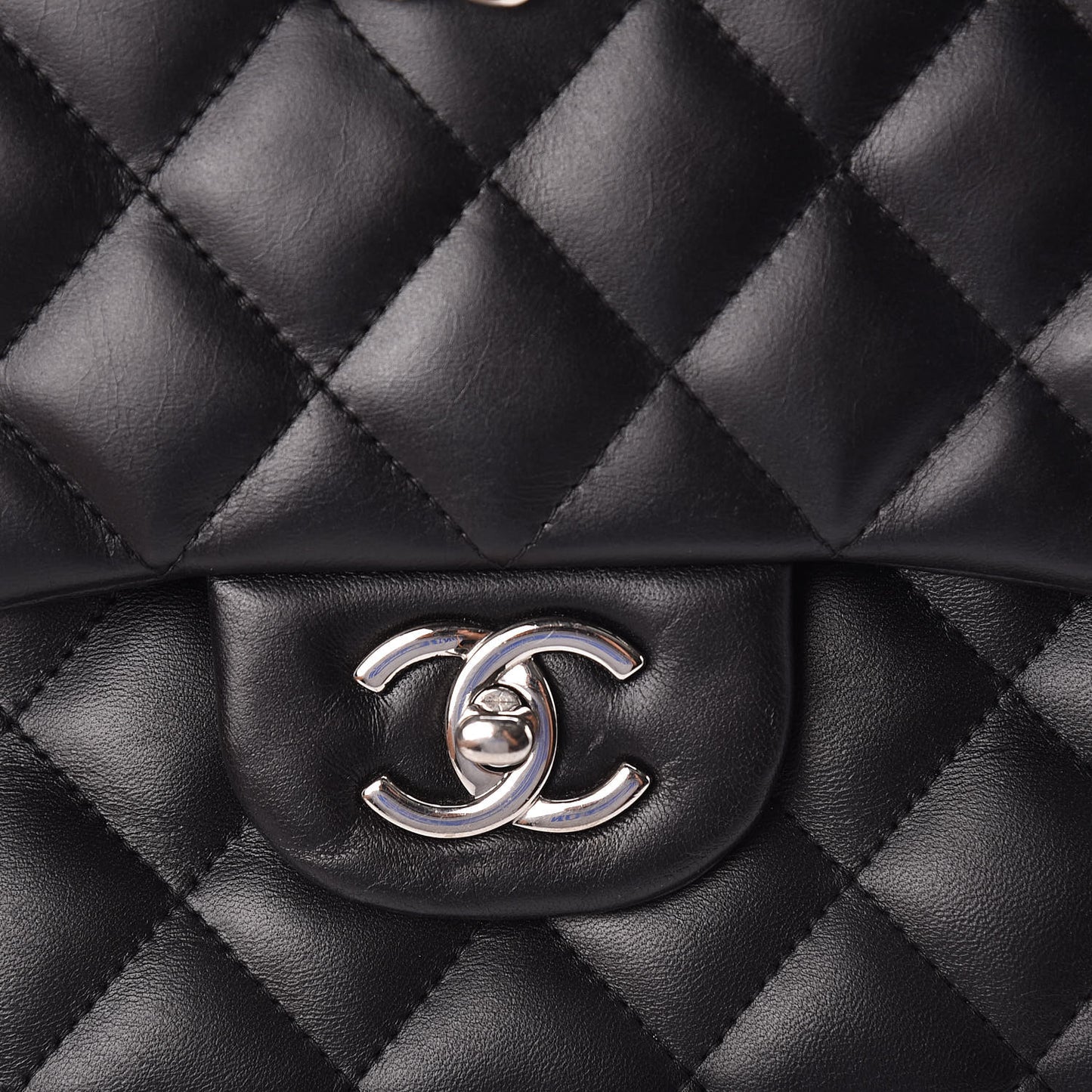 Lambskin Quilted Jumbo Double Flap Black
