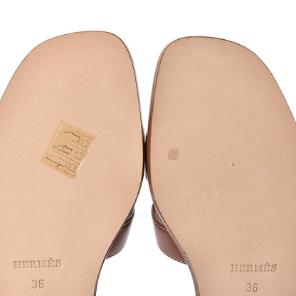Hermes Box Calfskin Oran Sandals 36 Gold 9 of 10