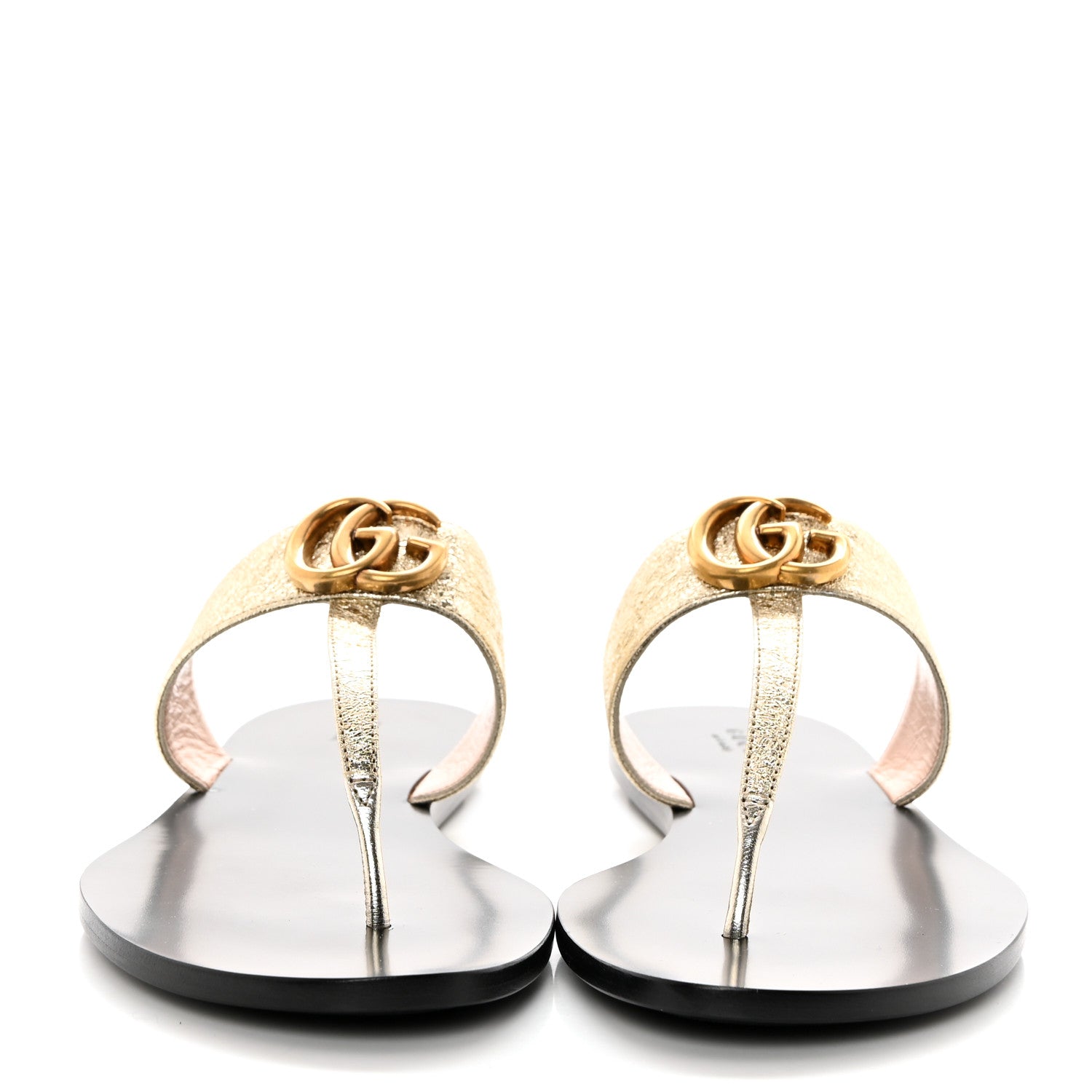 Gucci Nappa Silk Galassia GG Marmont Thong Flat Sandals 41.5 Platino 2 of 8