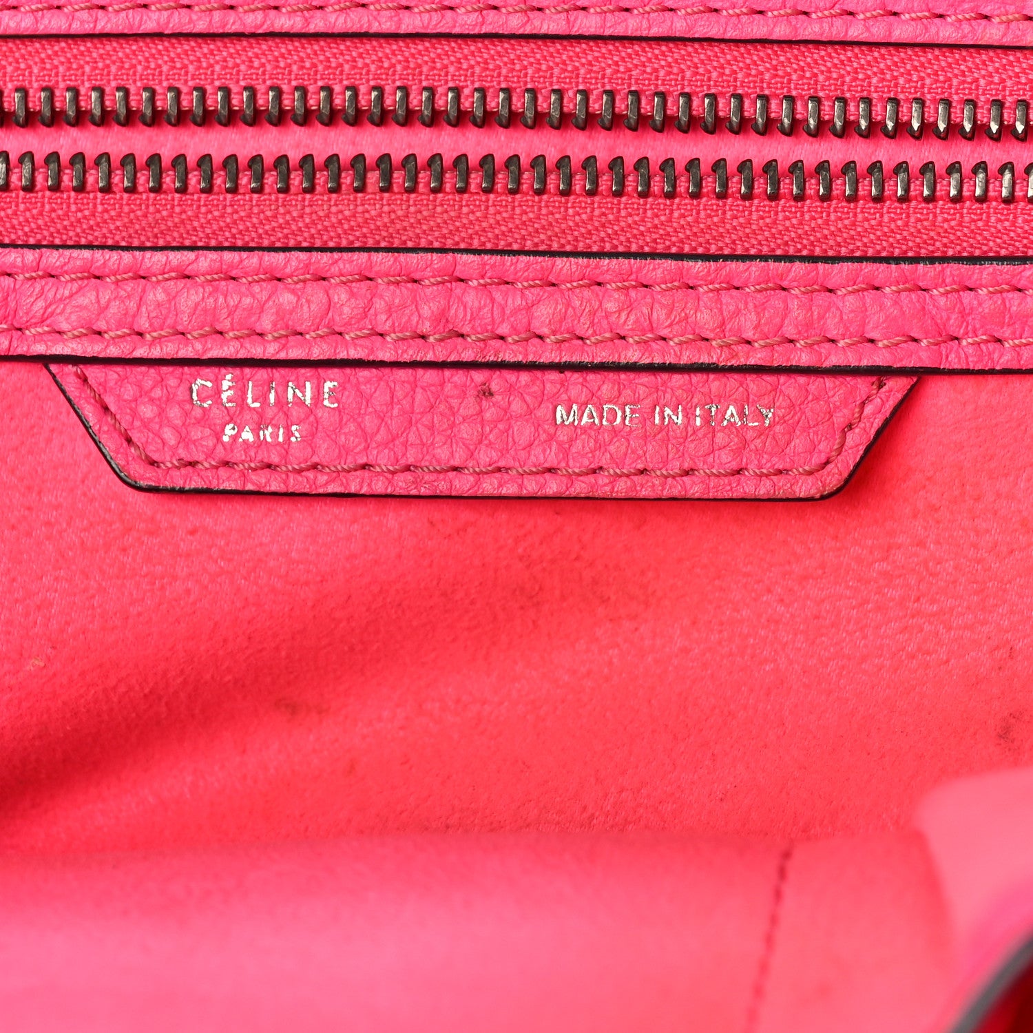 Celine Drummed Calfskin Mini Luggage Fluo Pink 6 of 18