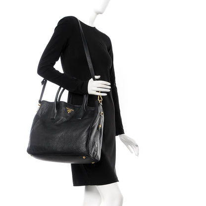 Prada Vitello Daino Tote Black 3 of 14