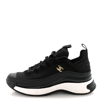 Chanel Velvet Calfskin Mixed Fibers CC Sneakers 36.5 Black 1 of 10