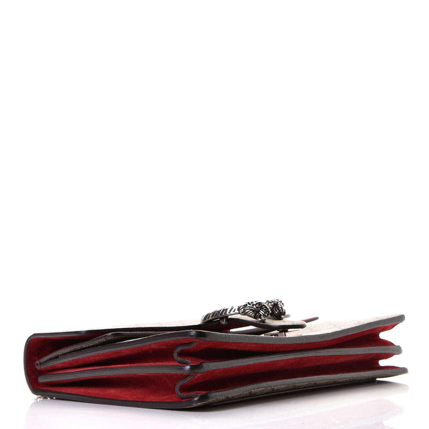 Gucci GG Supreme Monogram Suede Cudu Medium Dionysus Shoulder Bag Beige Ebony Vulcanic Red 4 of 7