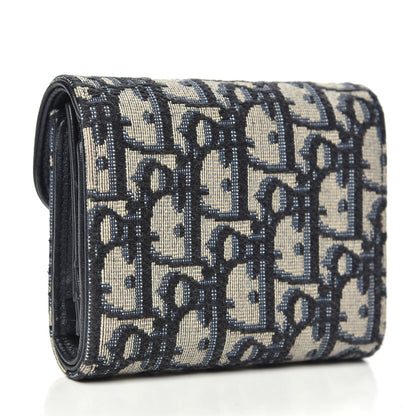 Christian Dior Oblique Saddle Lotus Wallet Blue 3 of 7