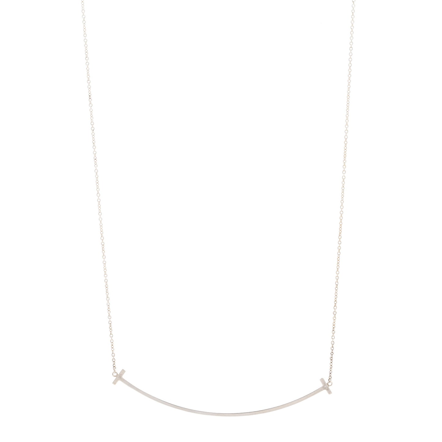 Sterling Silver Large T Smile Pendant Necklace