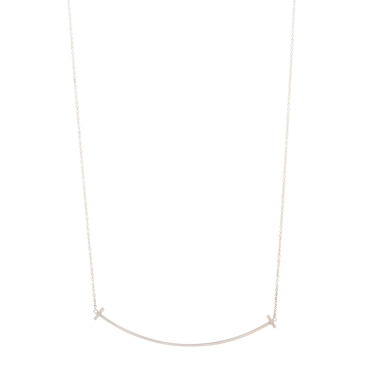 Tiffany Sterling Silver Large T Smile Pendant Necklace 1 of 4