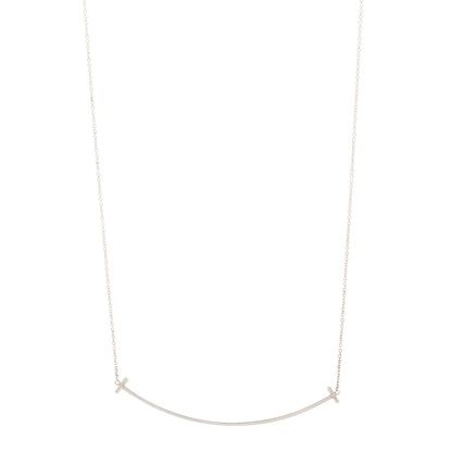 Tiffany Sterling Silver Large T Smile Pendant Necklace 1 of 4