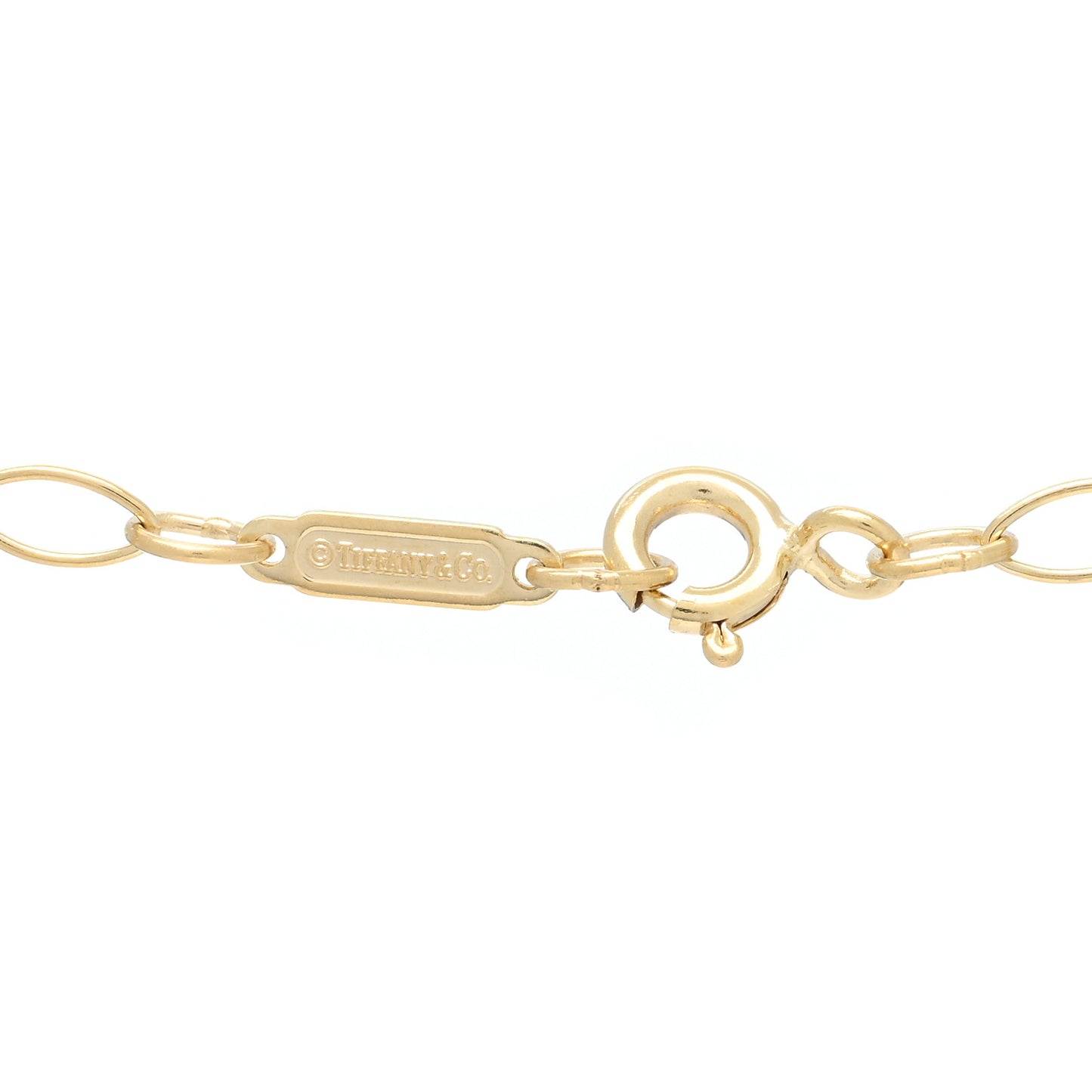 18K Yellow Gold Oval Key Pendant Link Necklace