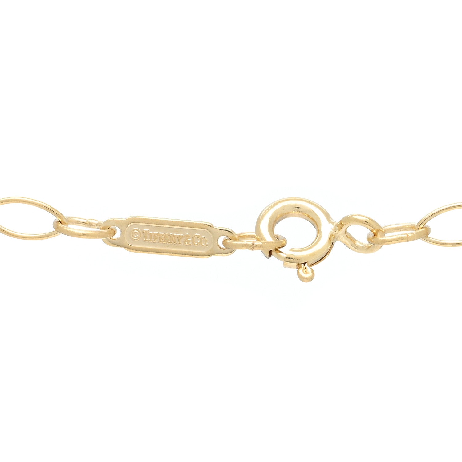Tiffany 18K Yellow Gold Oval Key Pendant Link Necklace 4 of 5