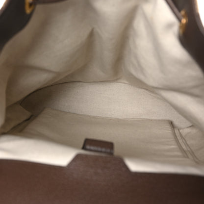 Gucci Monogram Jumbo GG Textured Dollar Calfskin Web Double Buckle Backpack Camel Ebony New Acero 5 of 9