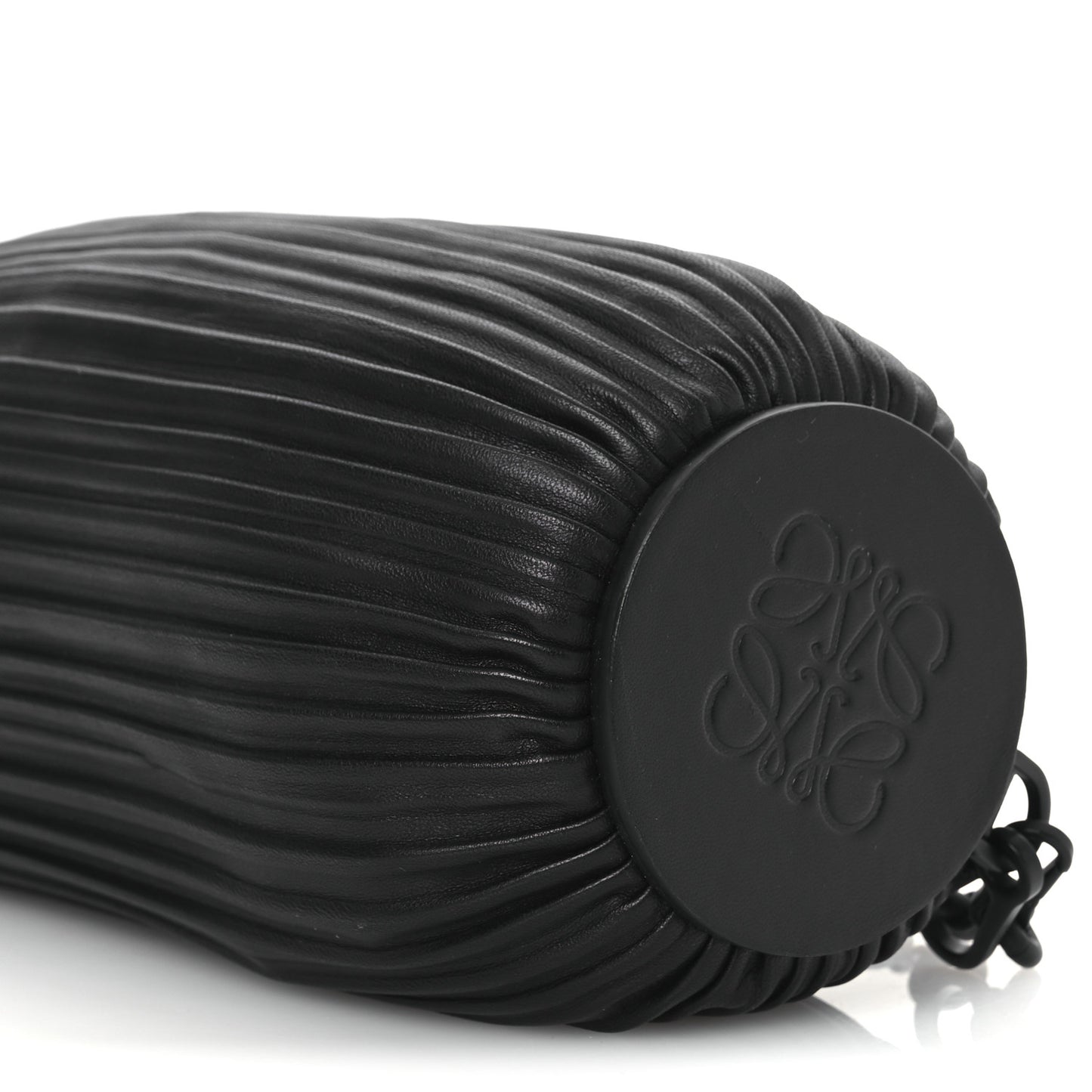 Lambskin Pleated Bracelet Pouch Chain Shoulder Bag Black