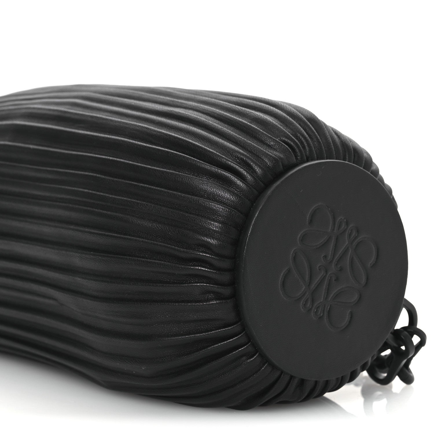 Loewe Lambskin Pleated Bracelet Pouch Chain Shoulder Bag Black 11 of 12