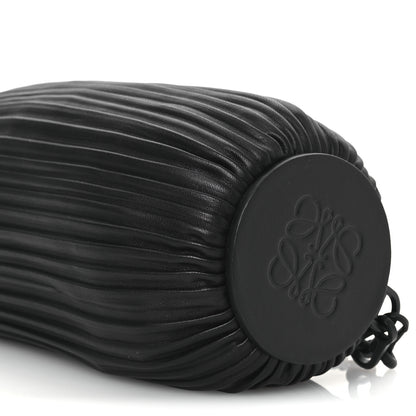 Loewe Lambskin Pleated Bracelet Pouch Chain Shoulder Bag Black 11 of 12