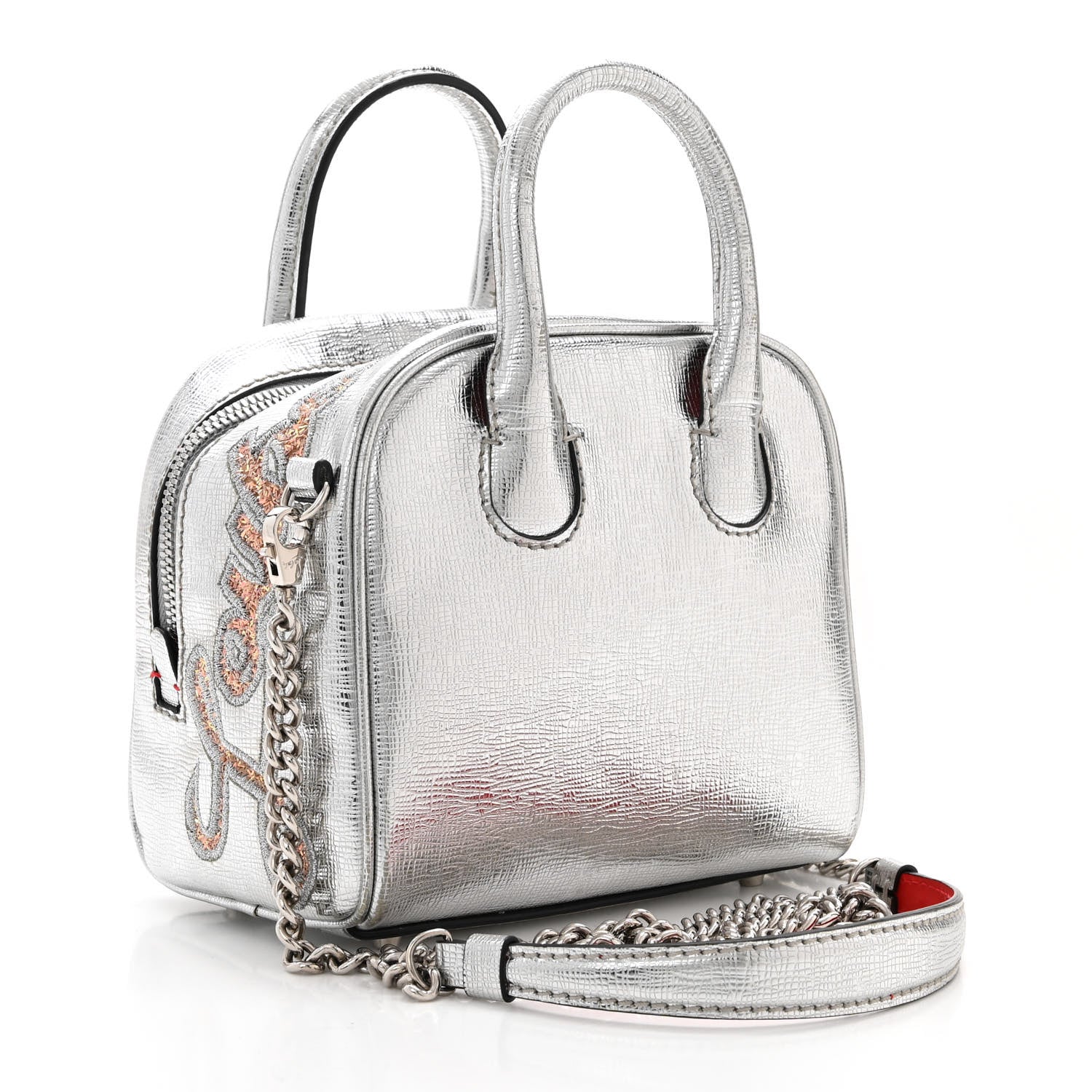 Christian Louboutin Calfskin Paris Nano Collage Marie Jane Tote Silver 3 of 10