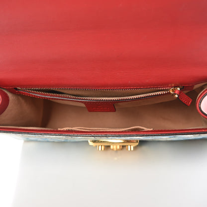 Gucci GG Supreme Monogram Blooms Medium Padlock Shoulder Bag Beige Blue Navy Hibiscus Red 5 of 9