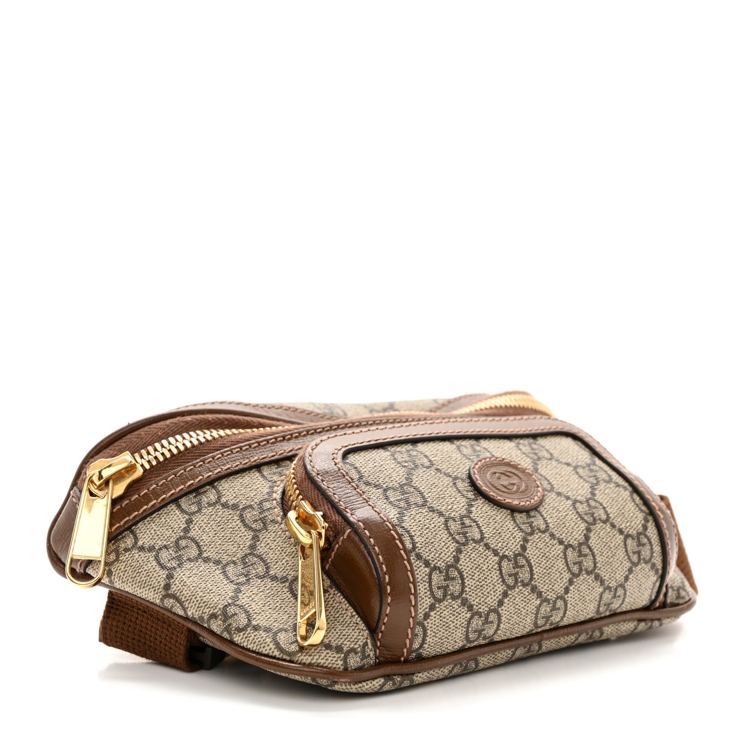 GG Supreme Monogram Textured Calfskin Retro Interlocking G Belt Bag Beige Ebony Brown Sugar
