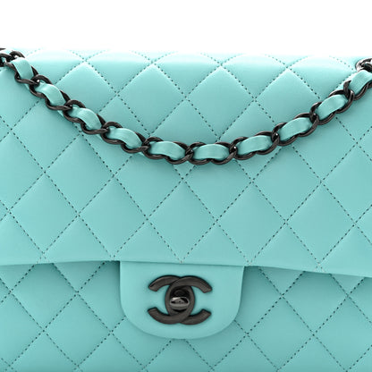 Chanel Lambskin Quilted Medium Double Flap Light Blue 8 of 12