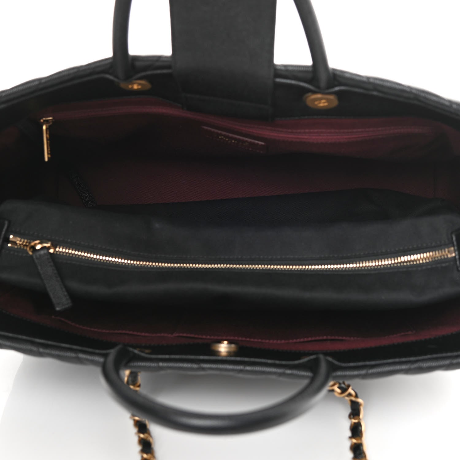 Chanel Caviar Chevron Quilted Coco Handle Shopping Tote Black 6 of 15