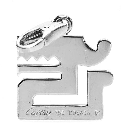 Cartier 18K White Gold Diamond Ruby Dragon Charm 3 of 4