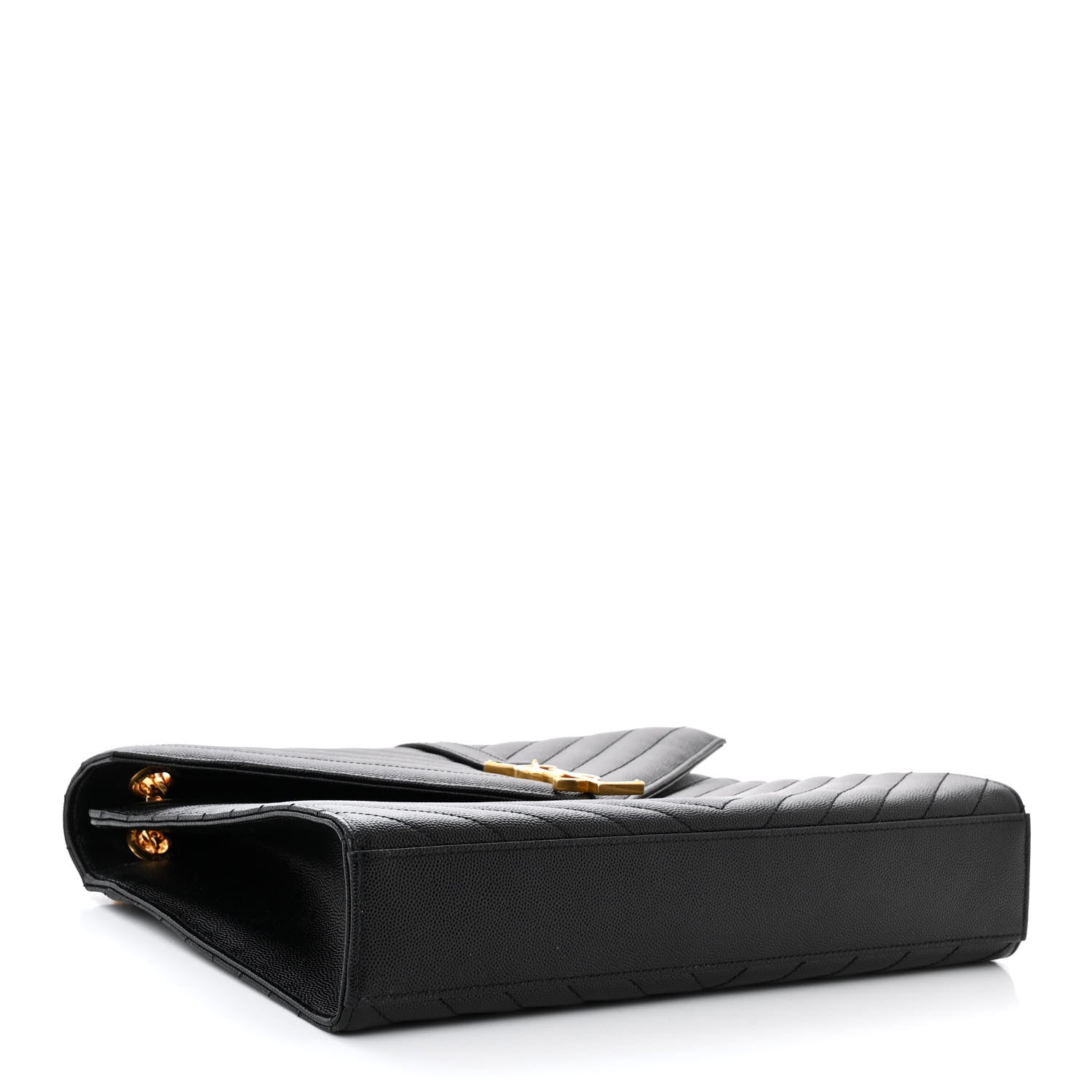 Saint Laurent Grain De Poudre Matelasse Chevron Large Monogram Satchel Black 3 of 10