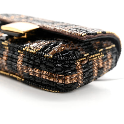 Fendi Crystal Vitello King FF Beaded Nano Baguette Charm Moro Black 10 of 11