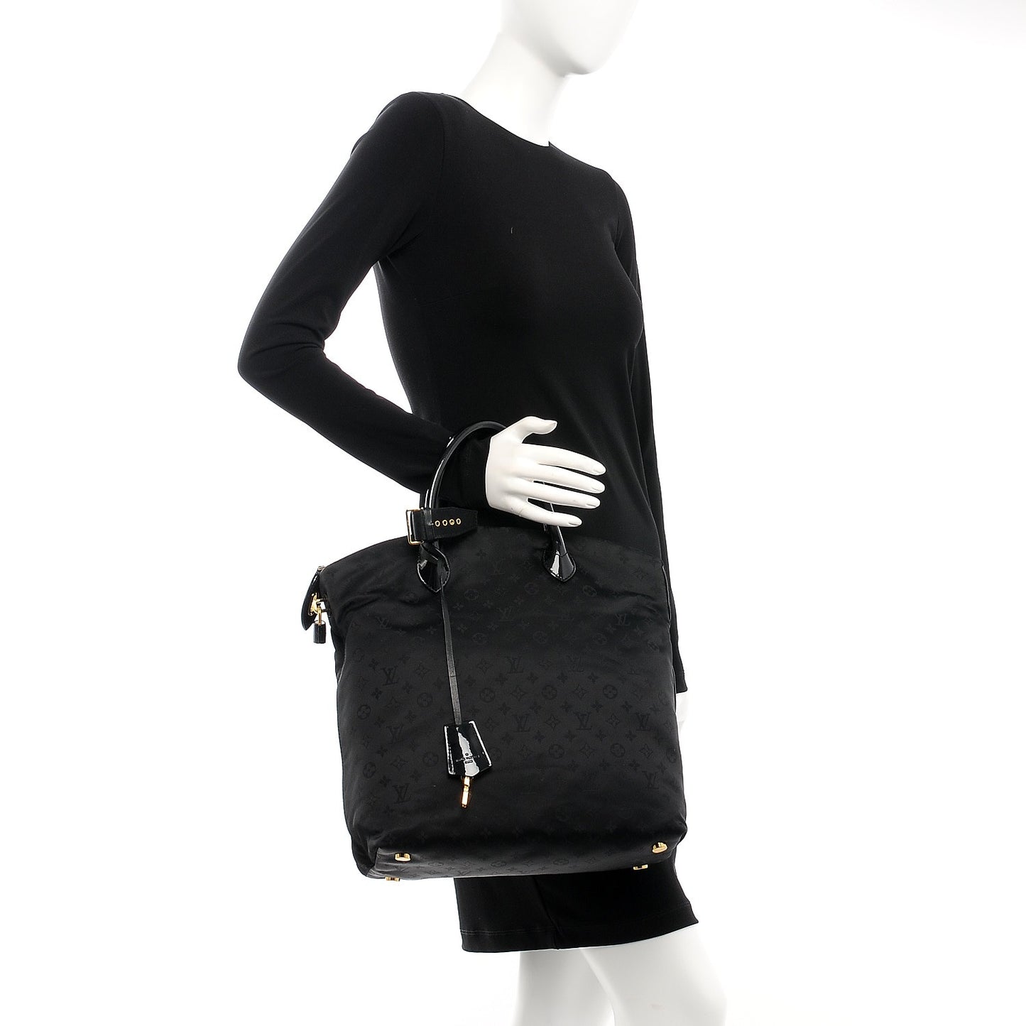 Monogram Nylon Desire Lockit Vertical MM Black