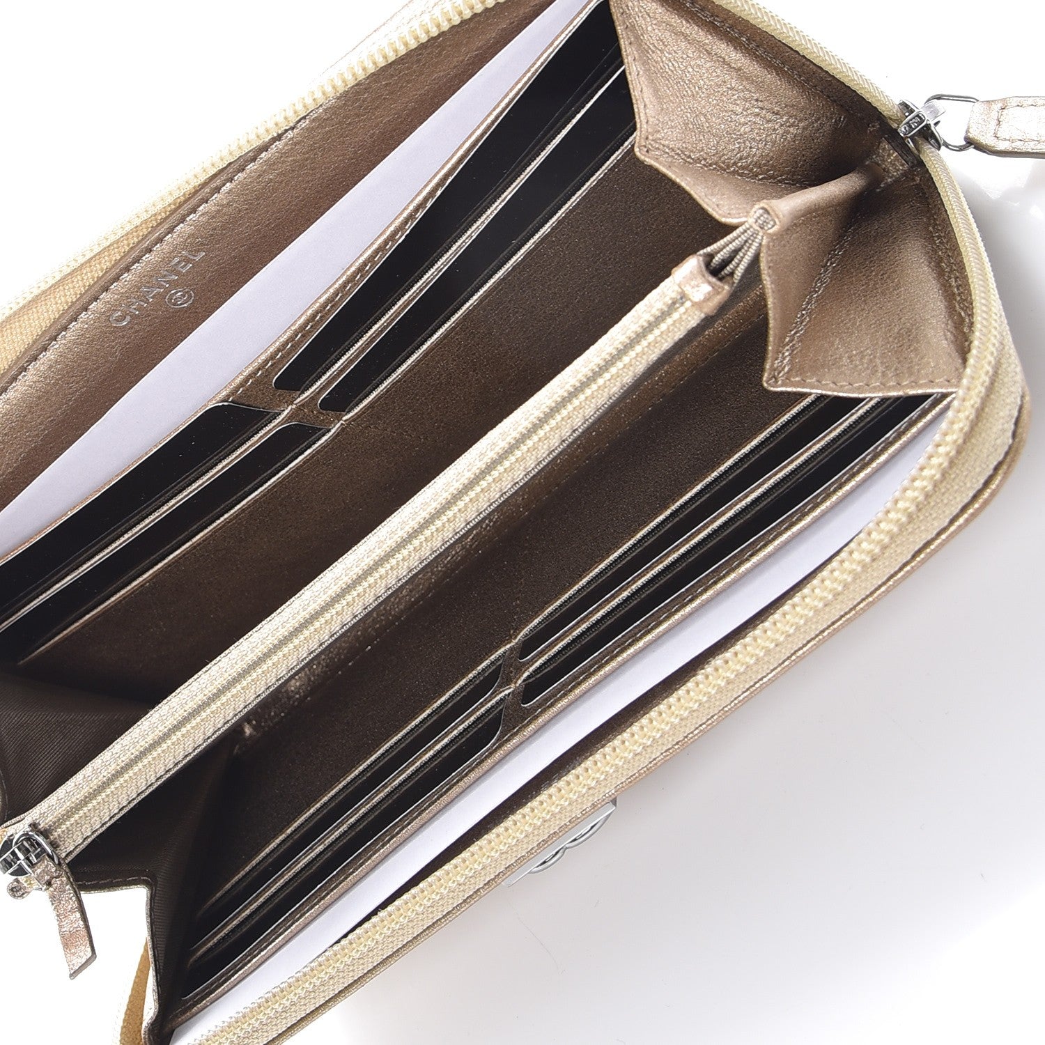 Chanel Metallic Lambskin Quilted Boy Zip Around Wallet Gold 5 of 8