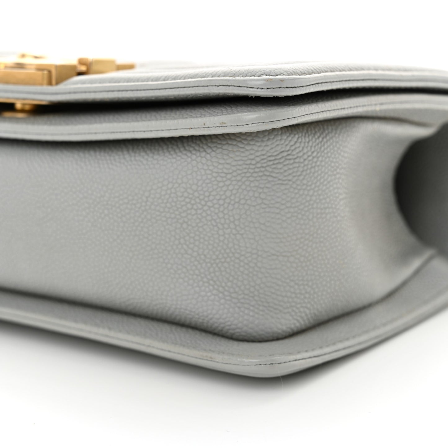 Caviar Quilted Small Boy Flap Light Grey